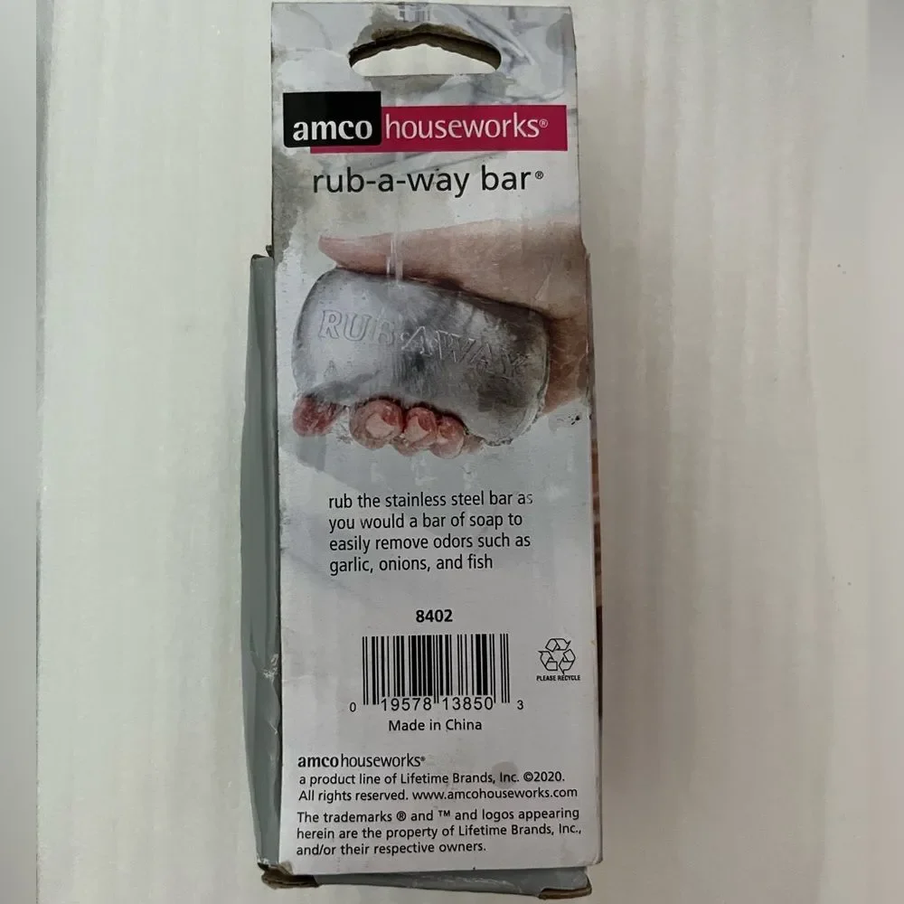 Amco Houseworks Rub-a-Way Silver Stainless Steel Odor Remover Bar Camping New